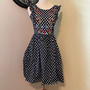 Mata Traders Cotton peasant dress with embroidery XS